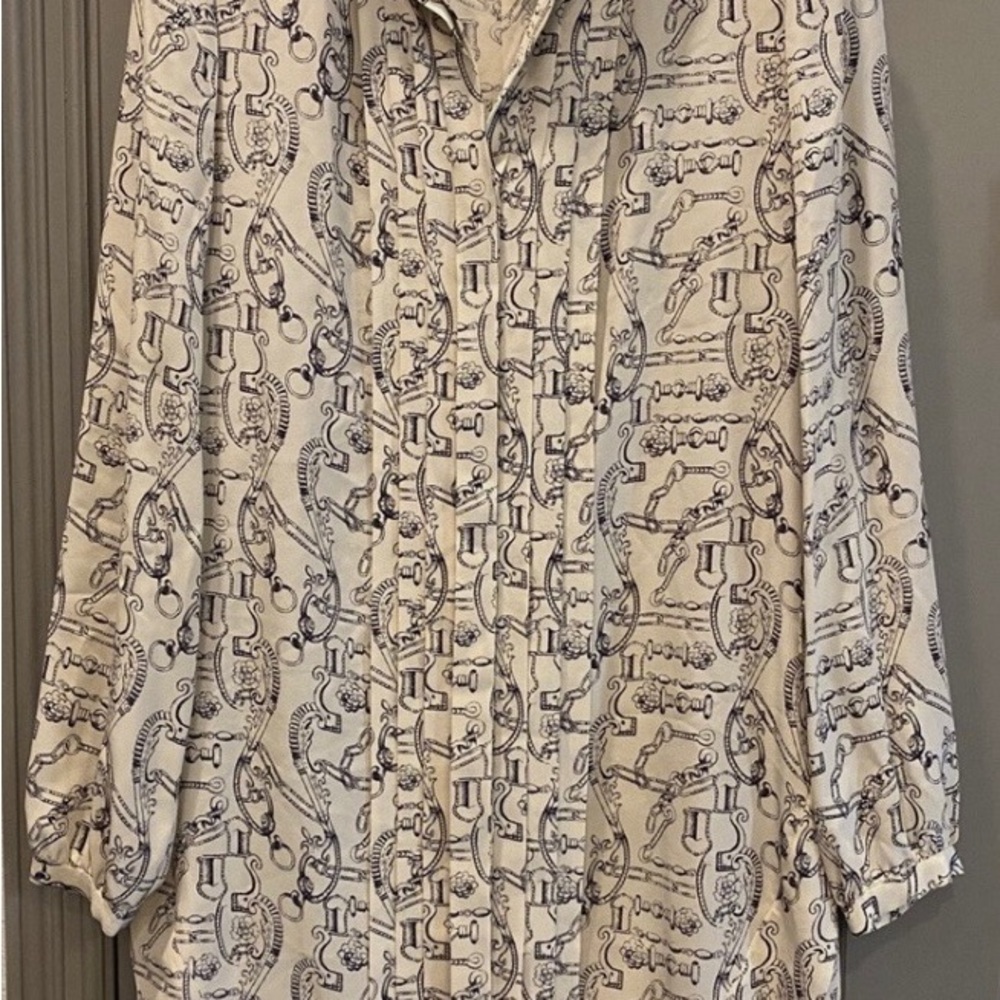 Tory Burch Cream and Black Patterned Blouse